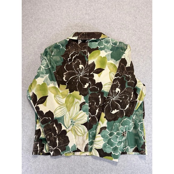Women Chicos Size 3 Green Long Sleeves Down Bottom With Pockets Chore Jacket - Picture 8 of 15